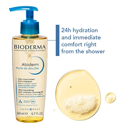 Bioderma - Atoderm - Cleansing Oil - Face and Body Cleansing Oil - Soothes Discomfort - Cleansing Oil for Very Dry Sensitive Skin, 6.7 Fl Oz (Pack of 1)