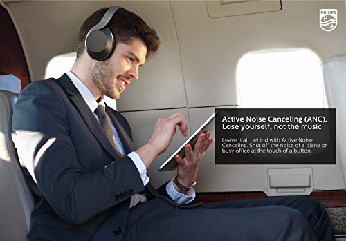 PHILIPS PH805 Active Noise Canceling (ANC) Over Ear Wireless Bluetooth Performance Headphones w/Hi-Res Audio, Comfort Fit and 30 Hours of Playtime (TAPH805BK)