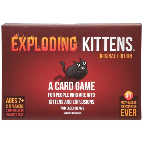 Exploding Kittens Card Game - Original Edition, Fun Family Games for Adults Teens and Kids - Fun Russian Roulette Card Games - 15 Min, Ages 7+, 2-5 Players
