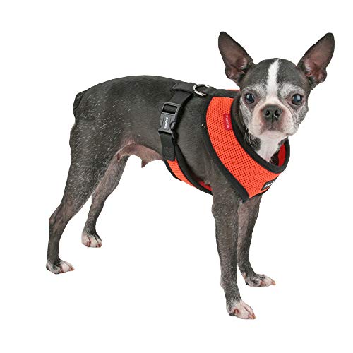 Puppia Soft Dog Harness No Choke Over-The-Head Triple Layered Breathable Mesh Adjustable Chest Belt and Quick-Release Buckle, Orange, X-Large