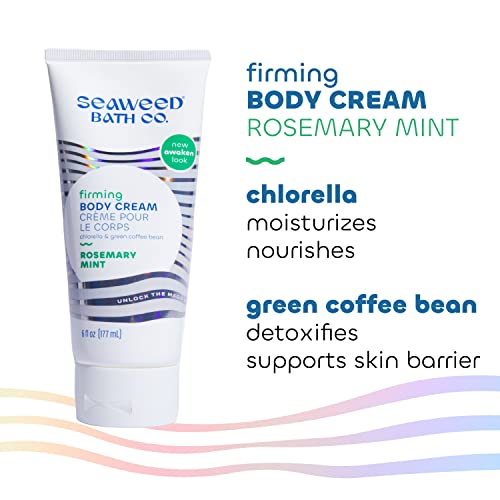 Seaweed Bath Co. Firming Body Cream, Rosemary Mint Scent, 6 Ounce, Sustainably Harvested Seaweed, Chlorella, Green Coffee Beans