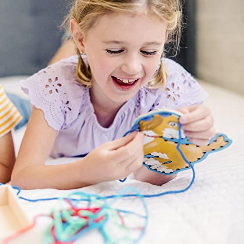 Melissa and Doug Lace and Trace Activity Set: Pets - 5 Wooden Panels and 5 Matching Laces - Lacing Toys For Toddlers, Fine Motor Skills Threading Cards For Preschoolers And Kids Ages 3+