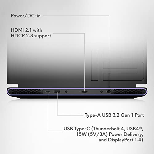 Alienware m15 R7 Gaming Laptop - 15.6-inch QHD 240Hz 2ms Display, Intel Core i7-12700H, 16GB RAM, 512GB SSD, NVIDIA GeForce RTX 3070 Ti 8GB GDDR6, HDMI, USB-C, Wi-Fi 6, Windows 11 Home - Black