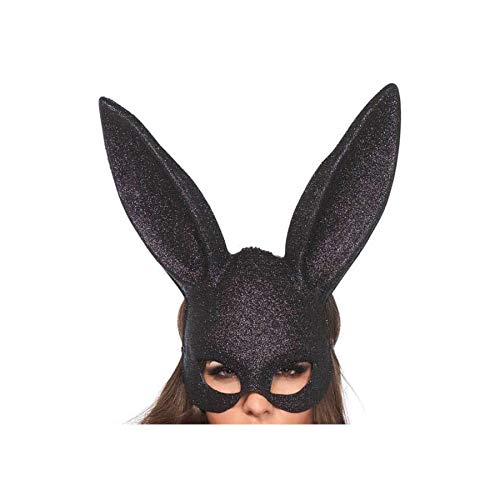 Leg Avenue Women's Rabbit Mask, Black Glitter, One Size