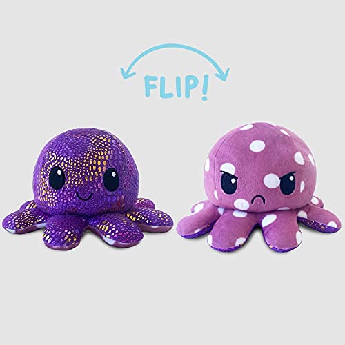 The Original Reversible Octopus Plushie | TeeTurtle’s Patented Design | Polka Dot and Shimmer | Show your mood without saying a word!