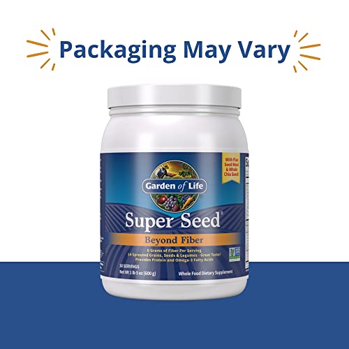 Garden of Life Super Seed - Vegetarian Whole Food Fiber Supplement with Protein and Omega 3, 1 Lb 5oz (600g) Powder