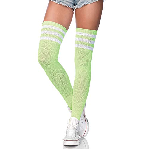 Leg Avenue Women's Athletic Three Striped Knee High Socks, Neon Green, One Size