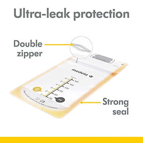 Medela Breastmilk Storage Bags, Ready to Use Breast Milk Storing Bags for Breastfeeding, Self Standing Bag, Space Saving Flat Profile, 25 Count (Pack of 1)