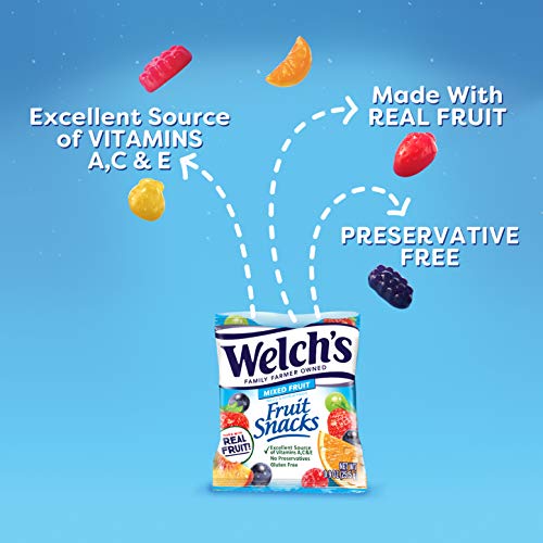 Welch's Fruit Snacks, Mixed Fruit and Superfruit Bulk Variety Pack, Gluten Free, 0.8 oz  (Pack of 60)