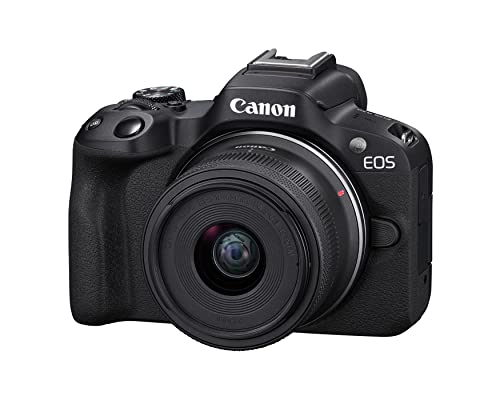 Canon EOS R50 Mirrorless Vlogging Camera (Black) w/RF-S18-45mm F4.5-6.3 is STM Lens, 24.2 MP, 4K Video, Subject Detection and Tracking, Compact, Smartphone Connection, Content Creator