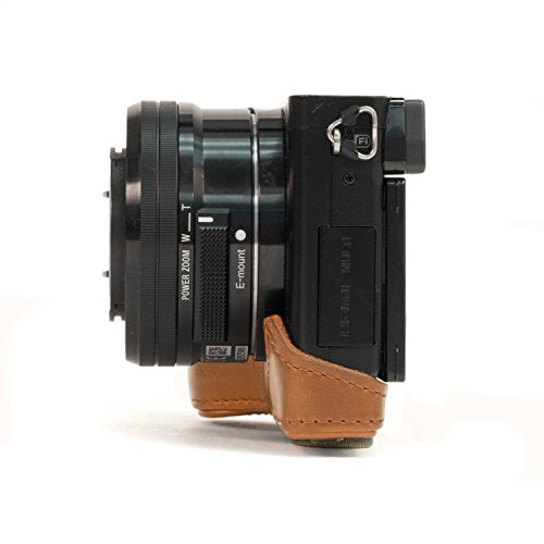 MegaGear 'Ever Ready' Protective Leather Camera Case, Bag for Sony Alpha a5000 Sony a5100 with 16-50mm OSS Lens (Light Brown)