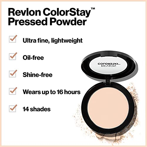 Powder Foundation by Revlon, ColorStay Face Makeup, Longwearing, Oil Free, Fragrance Free, Noncomedogenic, Ivory (110)