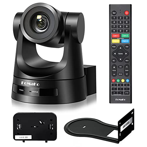 FoMaKo PTZ Camera HDMI 20x Optical Zoom 3G-SDI IP Live Streaming Camera, True to Life Colors, PoE Supports, HDMI PTZ Camera for Church Services Worship Education vMix OBS Wirecast (Black)
