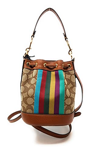 COACH Women's Mini Dempsey Bucket Bag In Signature Jacquard With Stripe Patch (Khaki - Multi)