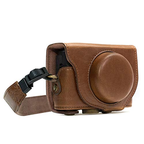 MegaGear MG284 Sony Cyber-shot DSC-RX100 VI, DSC-RX100 V, DSC-RX100 IV, DSC-RX100 III Ever Ready Leather Camera Case with Strap - Dark Brown