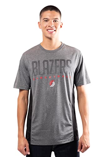 Ultra Game NBA Portland Trail Blazers Mens Active Tee Shirt, Charcoal Heather, Medium