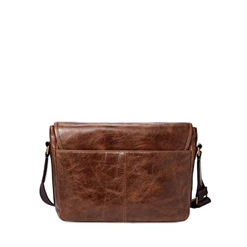 Fossil Men's Greenville Eco Leather Travel Courier Messenger Bag, Cognac , (Model: MBG9557222)