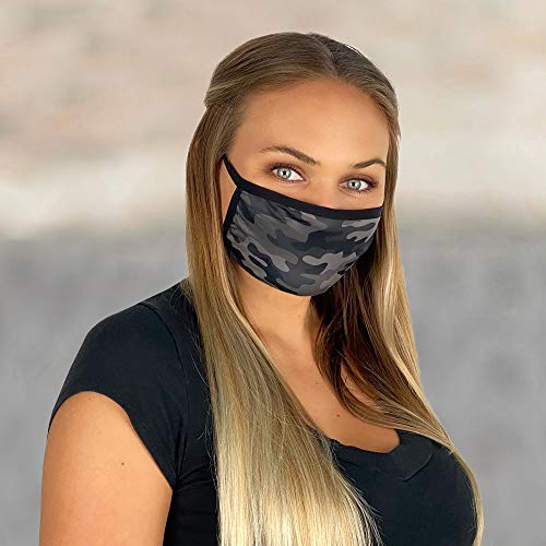 Washable and Reusable Cotton Designer Fashion Face Masks for Woman. Soft Comfortable Breathable Cute Stylish Adjustable 2-layer Face Cover Adults - Urban Camo