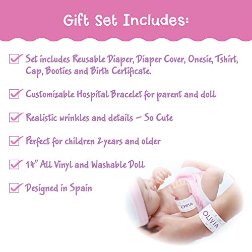 8 piece Layette Baby Doll Gift Set | JC Toys - La Newborn Nursery | 14' Life-Like African American Newborn Doll w/ Accessories | Pink | Ages 2+