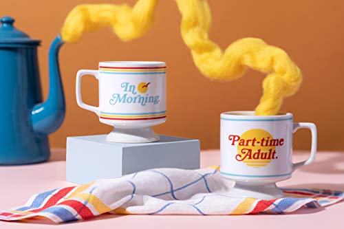 Brass Monkey Part-time Adult Ceramic Mug from Stackable Ceramic Coffee Mug with Plenty of Vintage Charm, Holds 10 oz, Dishwasher Safe, Coffee Cup with Double-Sided Artwork, Makes a Great Gift!