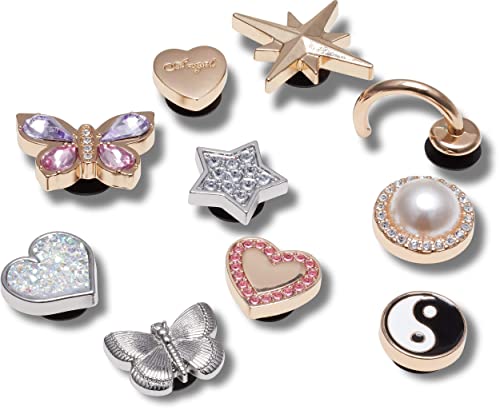 Crocs Unisex-Adult 10-Pack Shoe Charms | Jibbitz, 90's Gold and Glitter, One Size