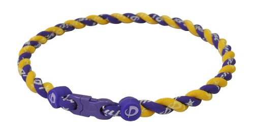 Phiten Tornado Titanium Necklace, Purple/Gold, 18'