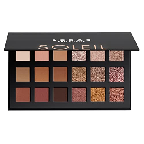 LORAC PRO Matte and Shimmer Eyeshadow Palette, Soleil | Glitter | Mirror Compact | Cruelty Free, Gluten Free, Vegan
