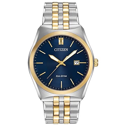 Citizen Men's Eco-Drive Corso Classic Watch in two-tone Stainless Steel, Blue Dial (Model: BM7334-58L)