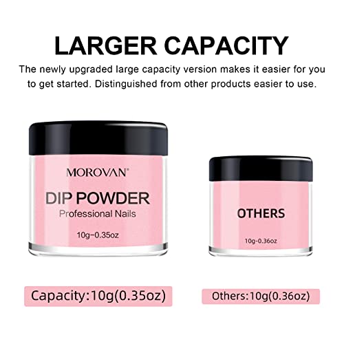 Morovan Dip Powder Nail Kit Starter - 8 Colors Dipping Powder Kit with Base Top Coat Activator Brush Saver Nail Dip Powder Kit for Dipping Nails DIY at Home Salon