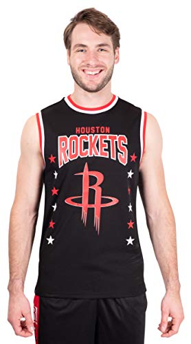 Ultra Game NBA Houston Rockets Mens Jersey Sleeveless Muscle T-Shirt, Black, Large