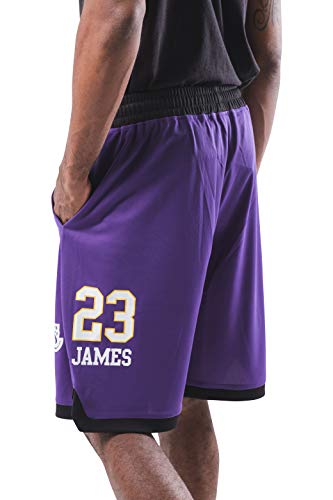 Ultra Game NBA Los Angeles Lakers - Lebron James Mens Active Mesh Basketball Short, Team Color, Medium