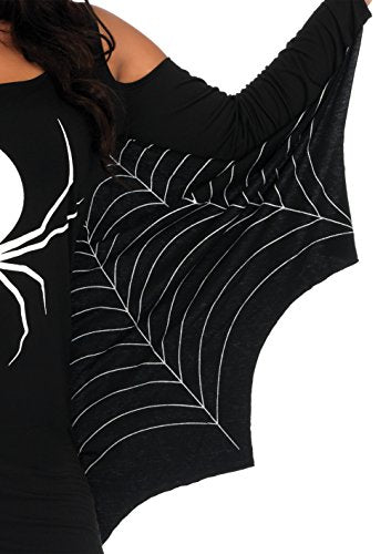 Leg Avenue Women's Casual Jersey Shirt Dress, Spiderweb, 1X / 2X