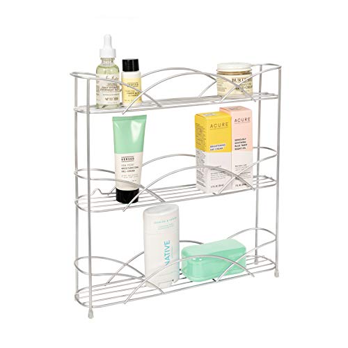 Freestanding Countertop or Wall Mount 3-Tier Spice Rack Organizer for Storing Bottles of Spices, Sauce, Dressing, Condiments, Vitamins and More, Great for Kitchen, Cupboards, Cabinet, Pantry, Silver