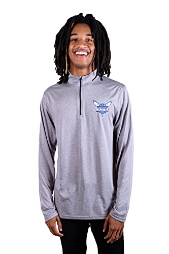 Ultra Game NBA Men's Quarter Zip Long Sleeve Pullover T-Shirt , Heather Gray, Medium