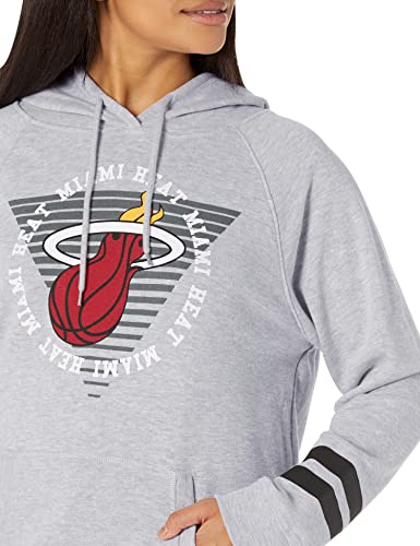 Ultra Game NBA Miami Heat Womens Soft Fleece Pullover Hoodie Sweatshirt With Varsity Stripe, Heather Gray, X-Large