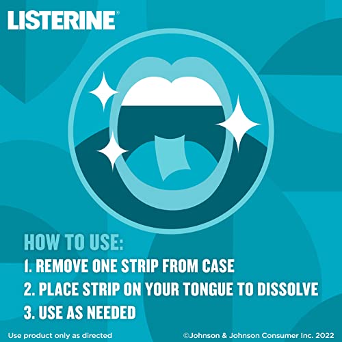 Listerine Cool Mint PocketPaks Portable Breath Strips for Bad Breath, Fresh Breath Strips Dissolve Instantly to Kill 99% of Bad Breath Germs* On-the-Go, Cool Mint, 24-Strip Pack, 3 Pack