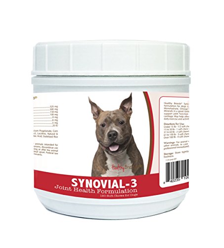 Healthy Breeds Synovial-3 Dog Hip and Joint Support Soft Chews for American Staffordshire Terrier - OVER 200 BREEDS - Glucosamine MSM Omega and Vitamins Supplement - Cartilage Care - 120 Ct