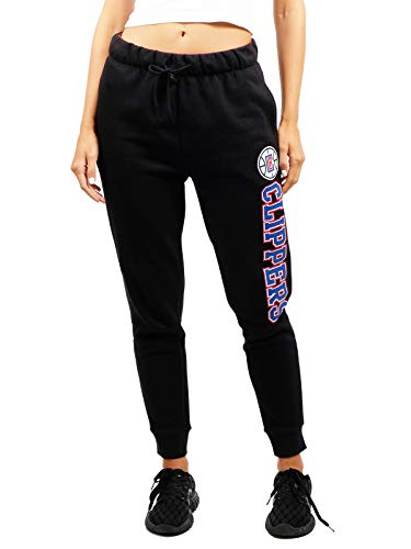 Ultra Game NBA Los Angeles Clippers Womens Jogger Pants Active Basic Fleece Sweatpants , Black, Large