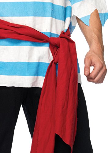 Leg Avenue Women's 4 Piece Pillaging Pirate Halloween Costume Set for Adult Men, Blue/White, Small/Medium