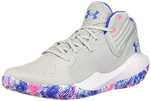 Under Armour Unisex Jet '21 Basketball Shoe, (109) Mod Gray/White/Versa Blue, 10.5 US Men