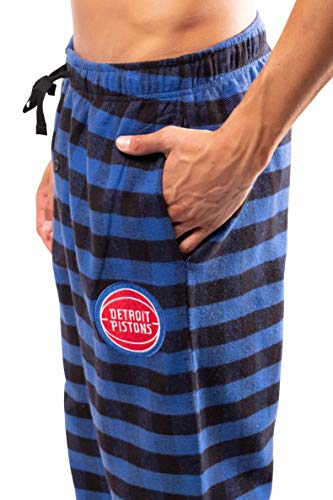 Ultra Game NBA Detroit Pistons Mens Sleepwear Super Soft Flannel Pajama Loungewear Pants, Team Color, Medium