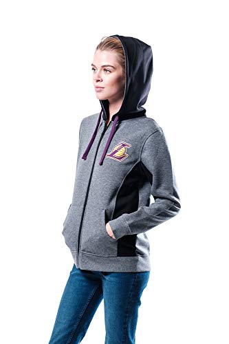 Ultra Game Women's NBA Standard Full Zip Hoodie Sweatshirt Dime Jacket, Heather Charcoal, Large FUL1485F