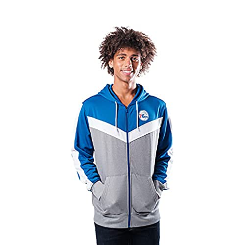 Ultra Game NBA Philadelphia 76ers Mens Soft Fleece Full Zip Jacket Hoodie, Team Color, Small
