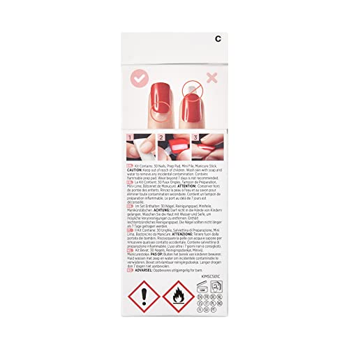 KISS imPRESS Press-On Manicure, Nail Kit, PureFit Technology, Short Press-On Nails, Square, Flawless, Includes Prep Pad, Mini File, Cuticle Stick, and 30 Fake Nails