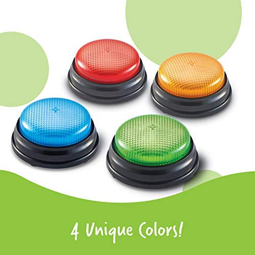 Learning Resources Lights and Sounds Buzzers, Game Show and Classroom Buzzers, Family Game Night, Game Show Buzzers, Classroom Accessories, Set of 4, Ages 3+