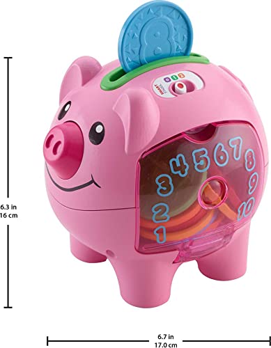 Fisher-Price Laugh and Learn Baby Learning Toy Smart Stages Piggy Bank With Music and Phrases For Infant To Toddler Ages 6+ Months