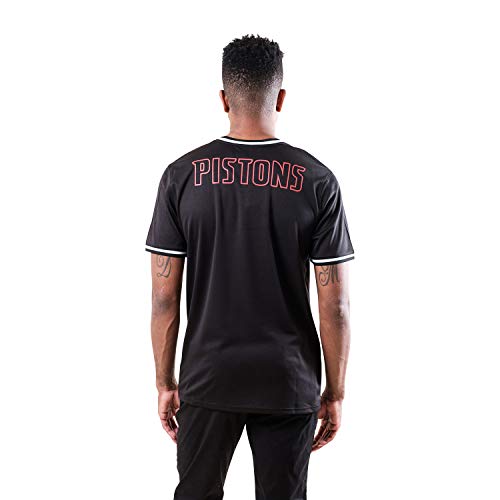 Ultra Game NBA Detroit Pistons Mens Jersey V-Neck Mesh Short Sleeve Tee Shirt, Black, Medium