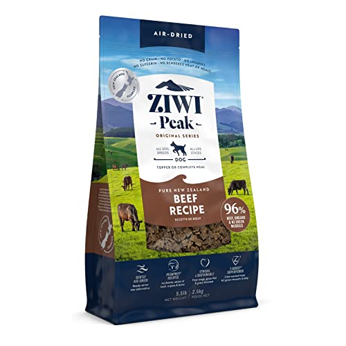 ZIWI Peak Air-Dried Dog Food – All Natural, High Protein, Grain Free and Limited Ingredient with Superfoods (Beef, 5.5 lb)