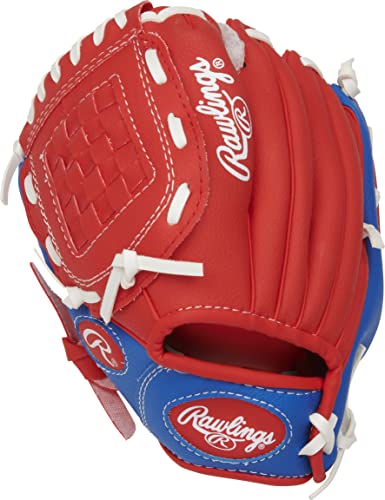 Rawlings Players Series 9' Youth Baseball Glove Left Hand Throw, Red/Blue