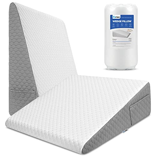 Forias 7.5' Bed Wedge Pillow for After Surgery Triangle Pillow Wedge for Acid Reflux Gerd Snoring Back Pain, Air Layer Sleeping Wedge Cover | Memory Foam Top